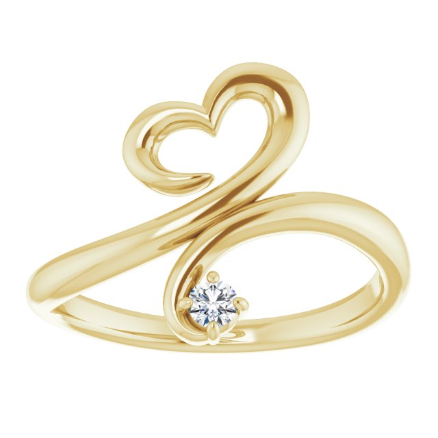 14K Yellow .06 CTW Diamond Heart Ring  