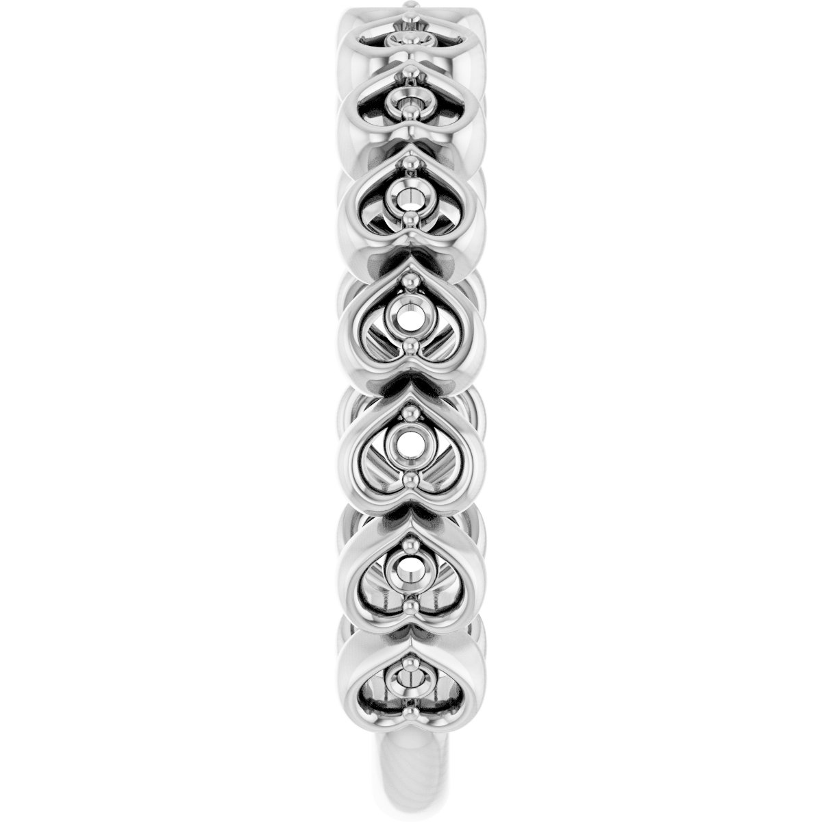 14K White 1/8 CTW Diamond Accented Heart Anniversary Band