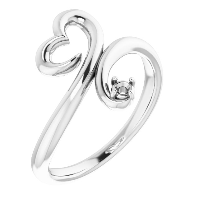 14K White .06 CTW Diamond Heart Ring