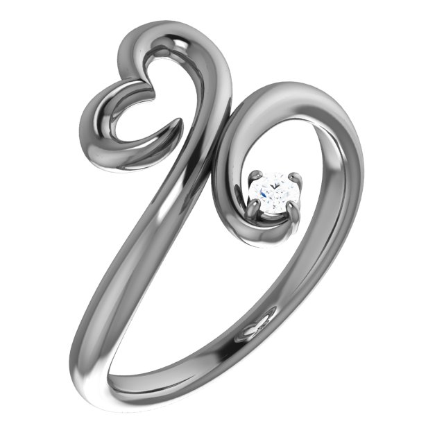 Sterling Silver .06 CTW Natural Diamond Heart Ring