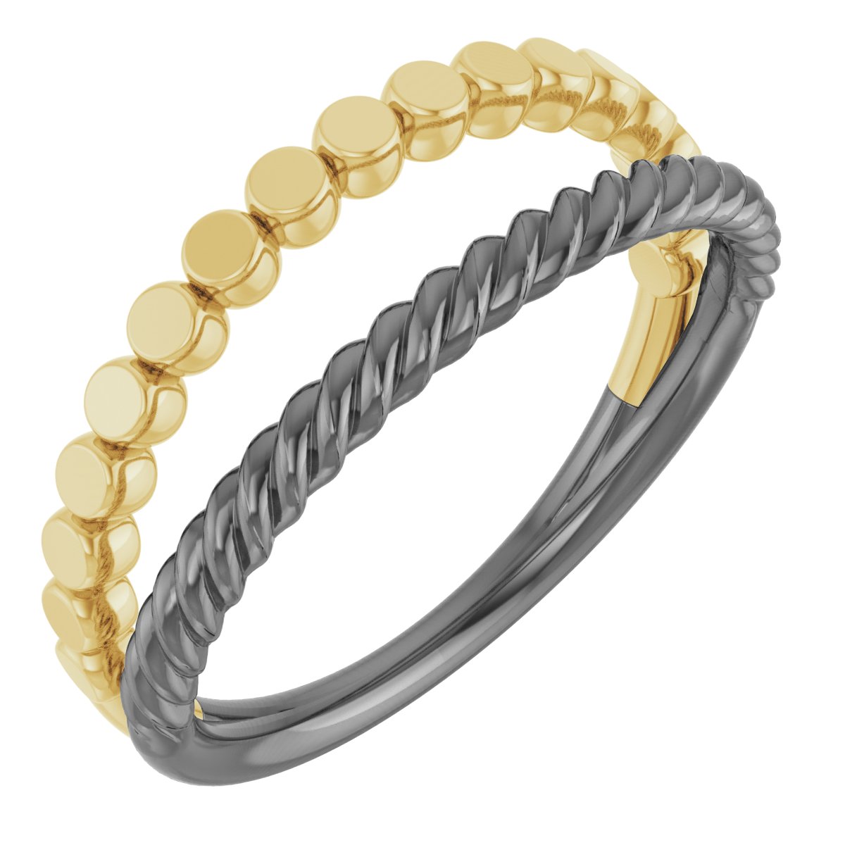 14K White/Yellow Negative Space Rope Ring