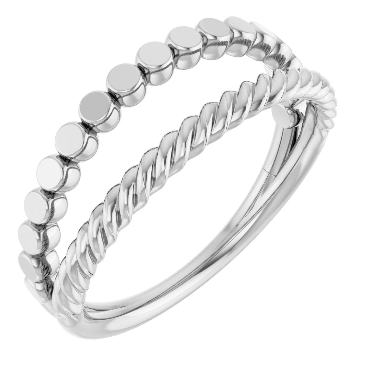 14K White Negative Space Rope Ring