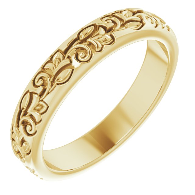 14K Yellow 3 mm Floral Band
