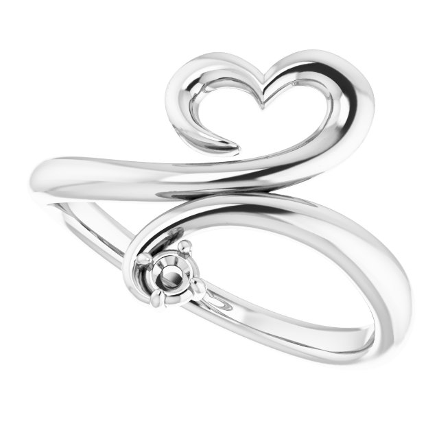 14K White .06 CTW Diamond Heart Ring