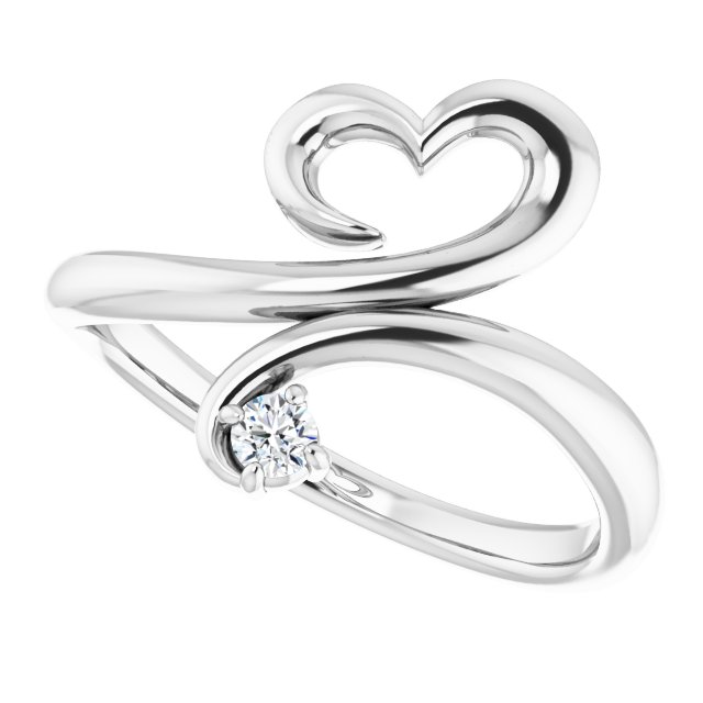 14K White .06 CTW Diamond Heart Ring  