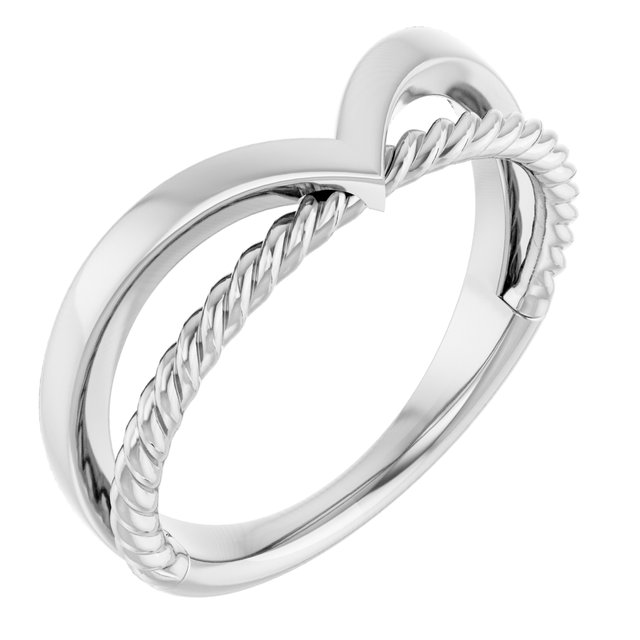 14K White Negative Space Rope Ring  