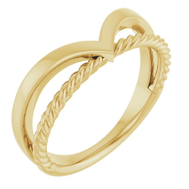 14K Yellow Negative Space Rope Ring  