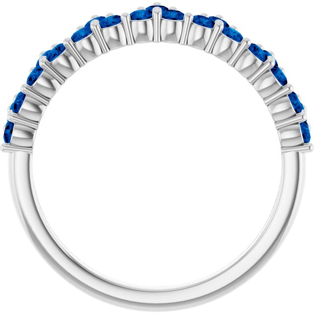 14K White Blue Sapphire Crown Ring     