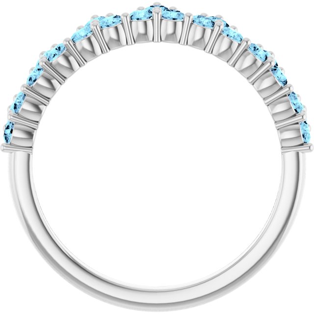 14K White Aquamarine Crown Ring   