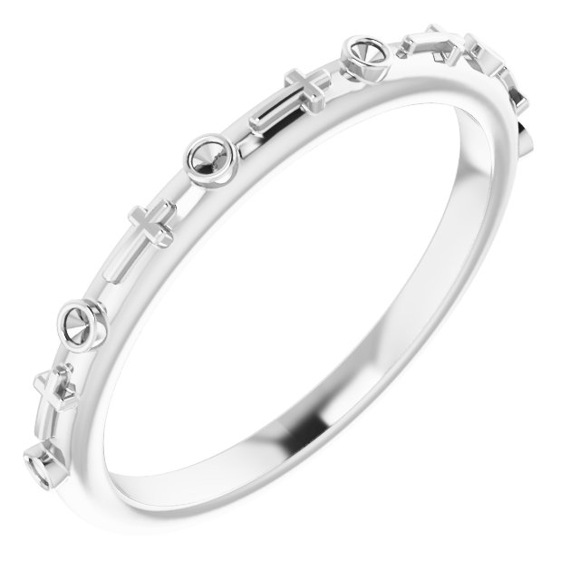 14K White .03 CTW Diamond Cross Ring