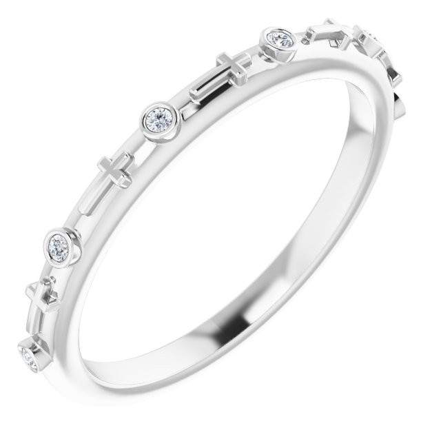 Sterling Silver .03 CTW Natural Diamond Cross Ring