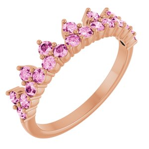 14K Rose Pink Sapphire Crown Ring      