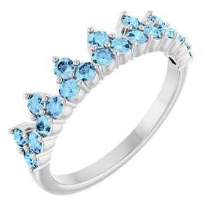 Sterling Silver Aquamarine Crown Ring   