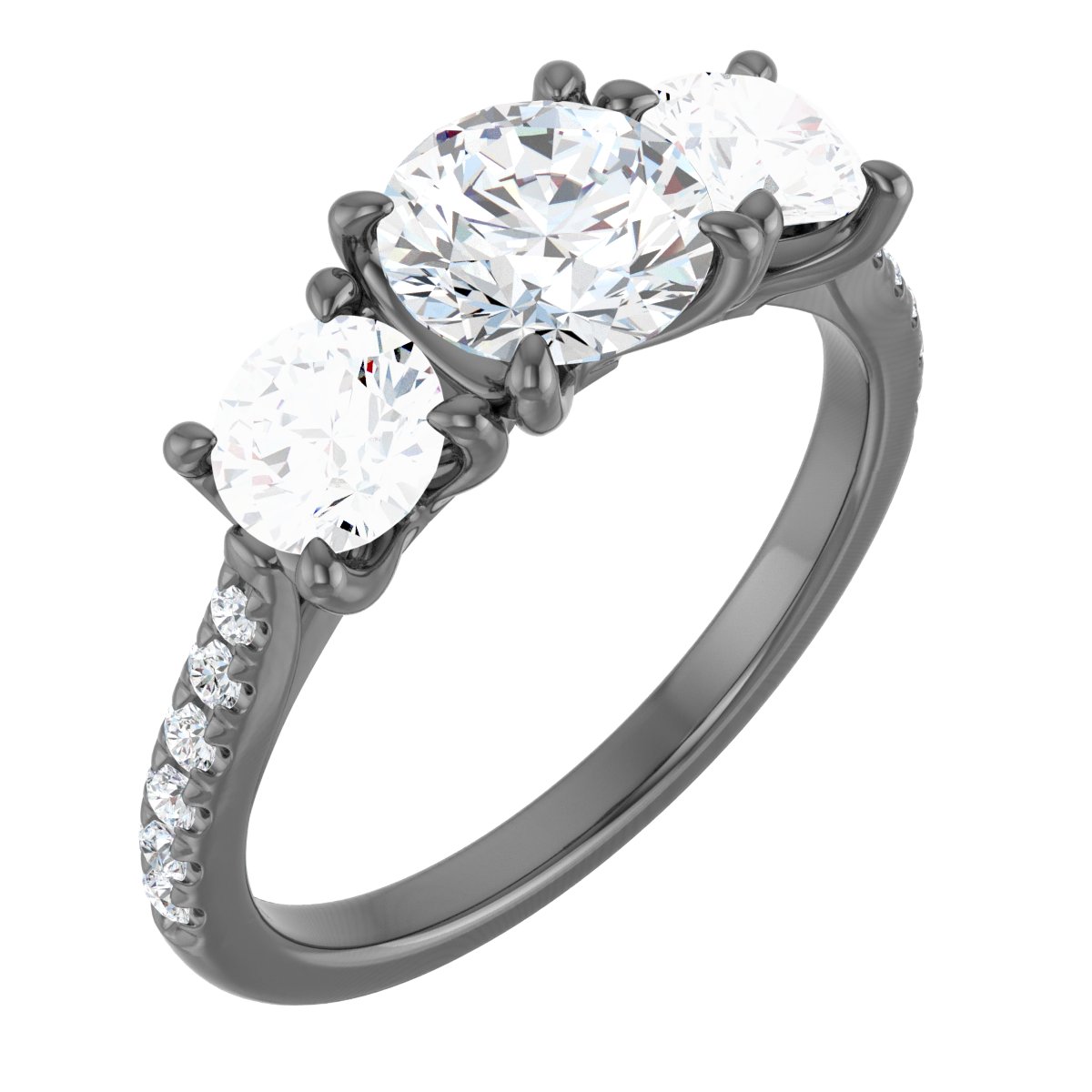 14K White 6.5 mm Round Forever One Moissanite and .167 CTW Diamond Engagement Ring Ref 13874148