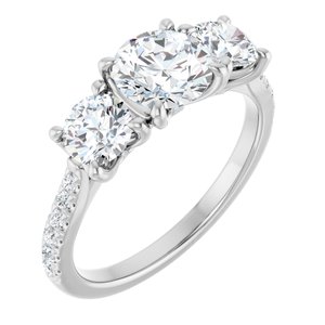 14K White 6.5 mm Round Forever One™ Moissanite & 1/6 CTW Diamond Engagement Ring