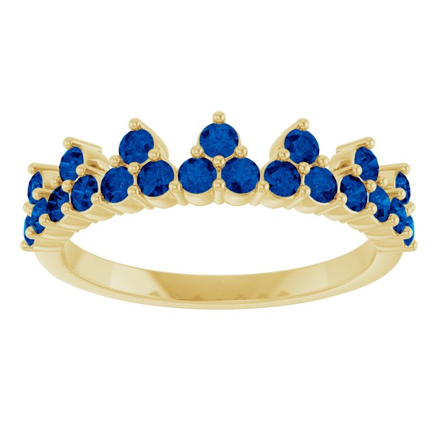 14K Yellow Natural Blue Sapphire Crown Ring