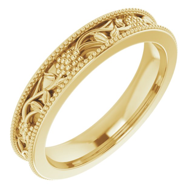 14K Yellow 3 mm Floral Band 