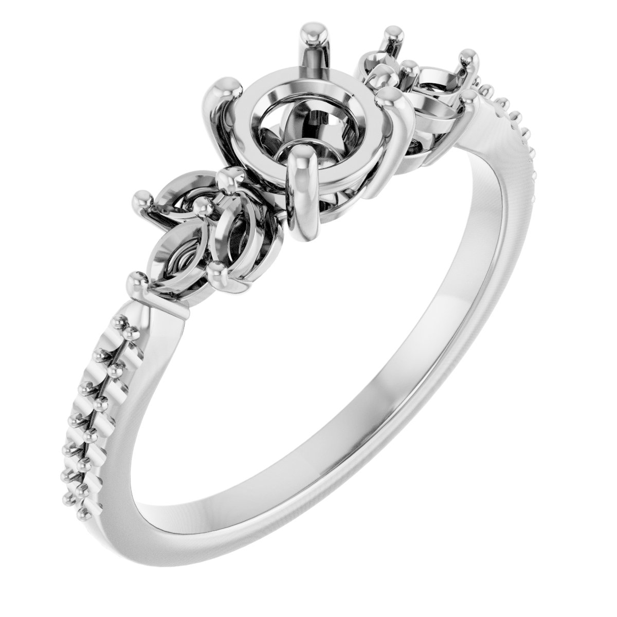 Accented Floral Engagement Ring or Band