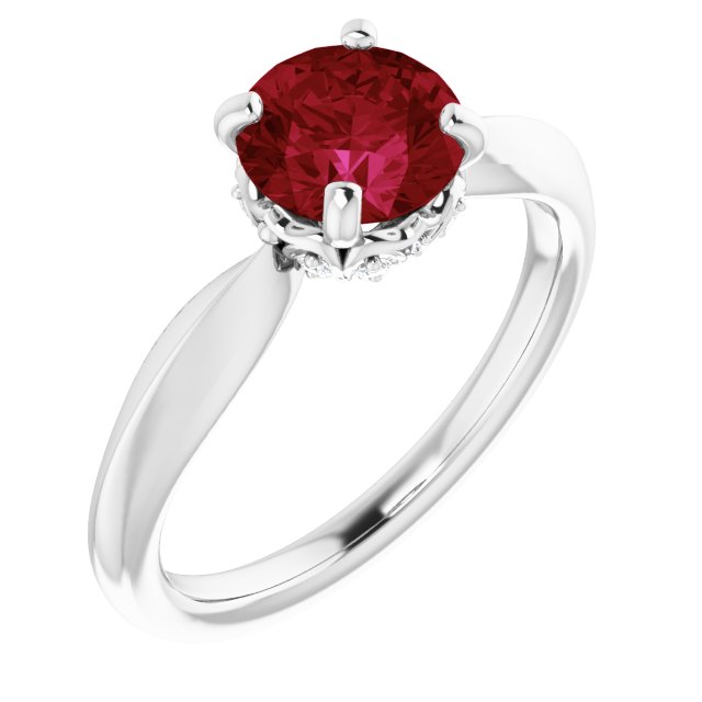 Sterling Silver Lab-Grown Ruby & 1/10 CTW Natural Diamond Ring  