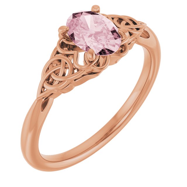 14K Rose Natural Pink Morganite Celtic-Inspired Ring