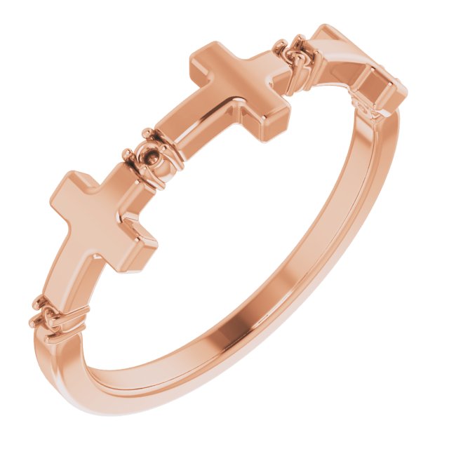 14K Rose .06 CTW Natural Diamond Cross Ring  