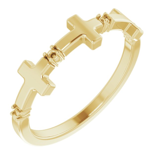 14K Yellow .05 CTW Diamond Cross Ring