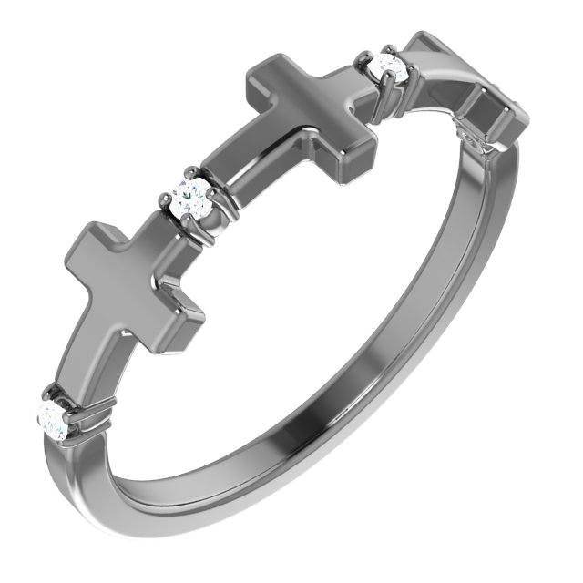 Sterling Silver .05 CTW Natural Diamond Cross Ring  