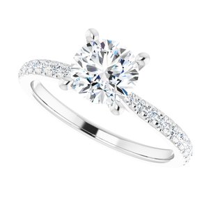 14K White 6.5 mm Round Forever Oneâ„¢ Moissanite & 3/8 CTW Diamond Engagement Ring