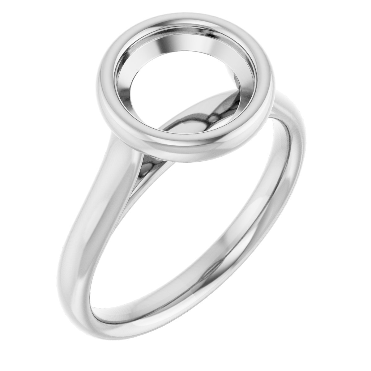14K White 8.2 mm Round Solitaire Engagement Ring Mounting   
