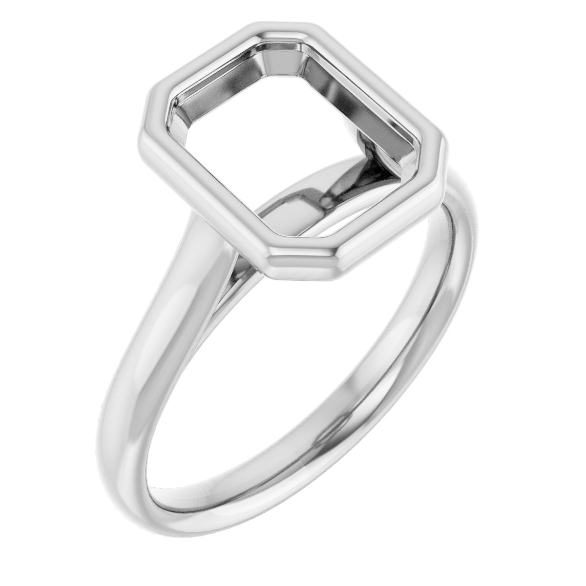 14K White Emerald Engagement Ring