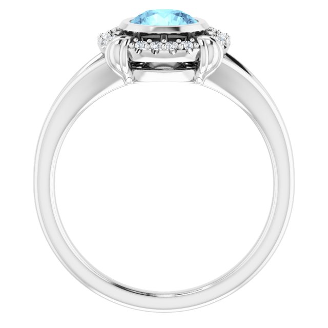 14K White Natural Aquamarine & .08 CTW Natural Diamond Ring 