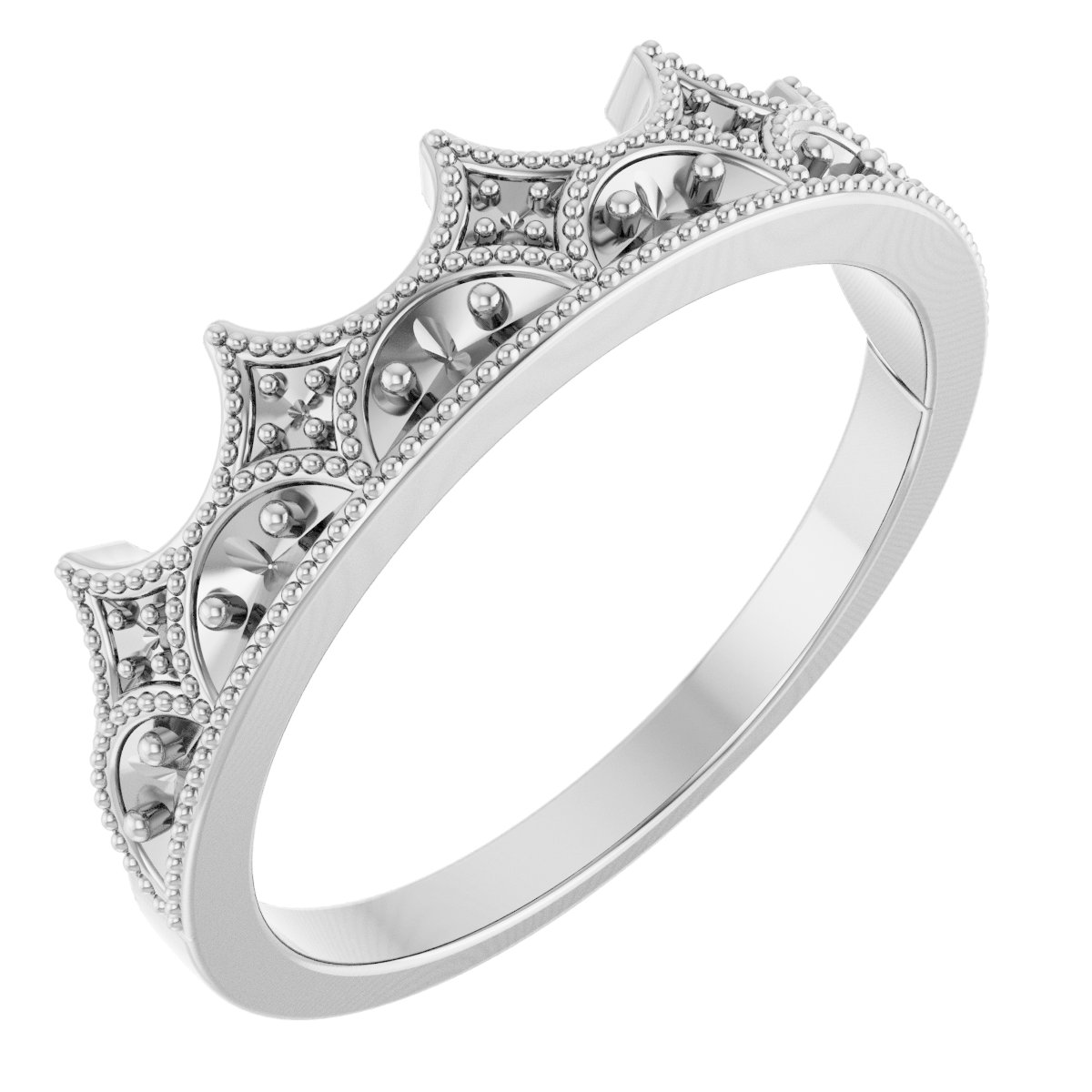 14K White 1/8 CTW Diamond Crown Ring