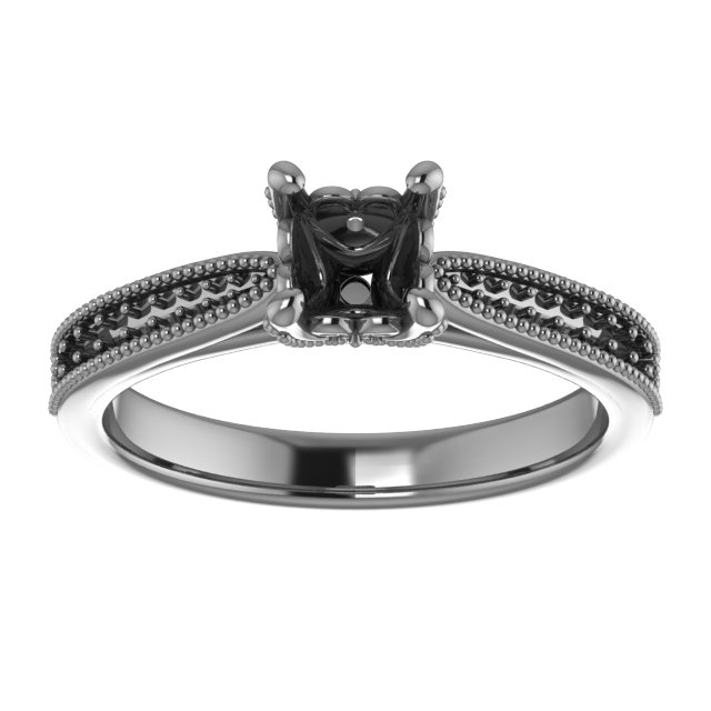 4 mm Square Engagement Ring Mounting view 3