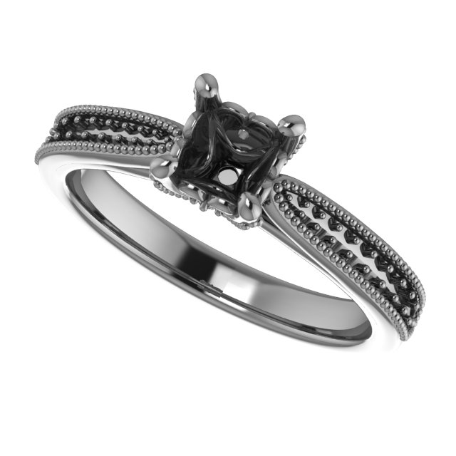 4 mm Square Engagement Ring Mounting view 5