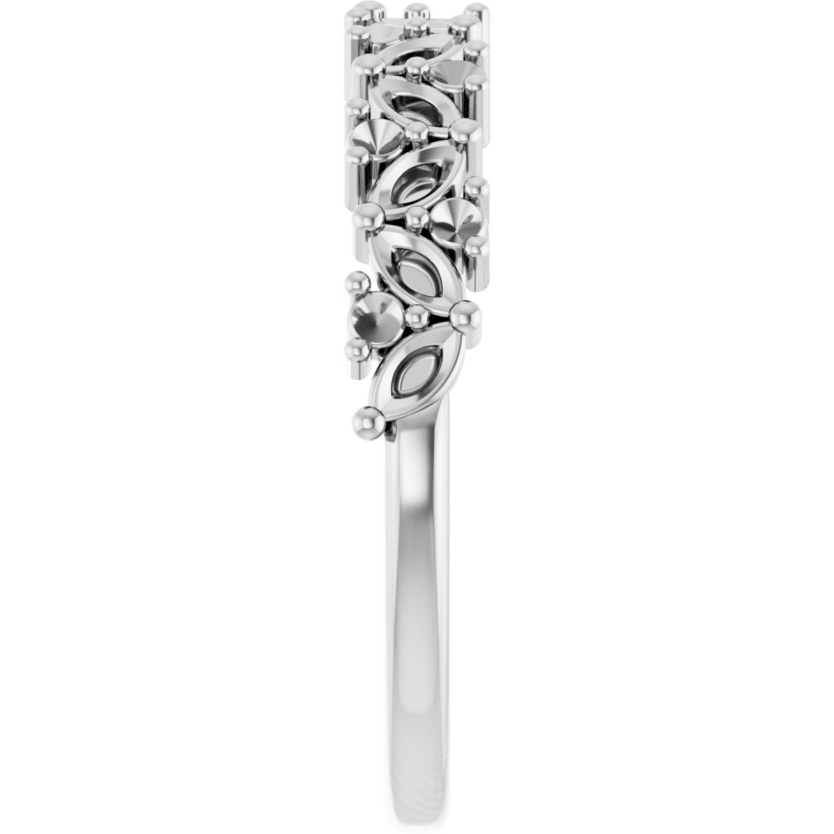 14K White 1/2 CTW Diamond Tilted Marquise Anniversary Band 