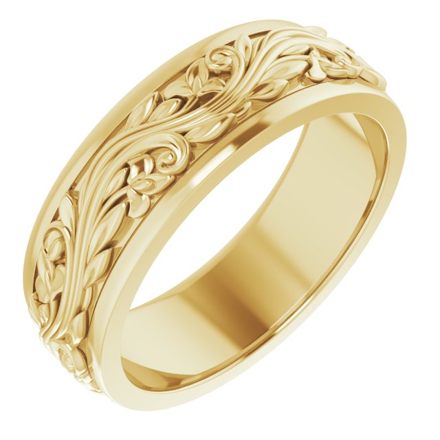 14K Yellow 7 mm Sculptural Band Size 10.5