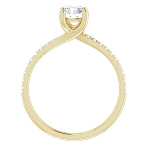 14K Yellow 6.5 mm Round Forever One™ Moissanite & 1/6 CTW Diamond Engagement Ring