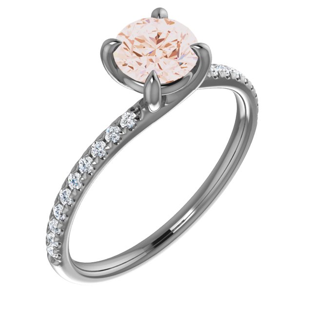 14K Rose 6.5 mm Round Forever One Moissanite and .167 CTW Diamond Engagement Ring Ref 13873634