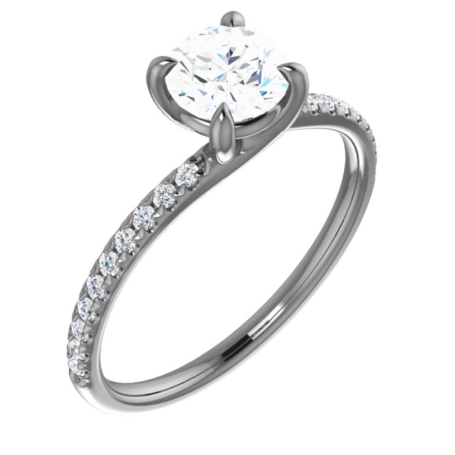 14K White 6.5 mm Round Forever One Moissanite and .167 CTW Diamond Engagement Ring Ref 13873632