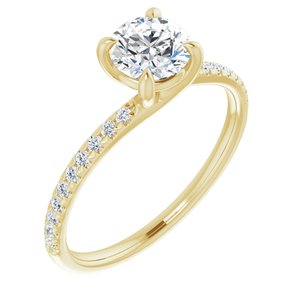 14K Yellow 6.5 mm Round Forever One™ Moissanite & 1/6 CTW Diamond Engagement Ring