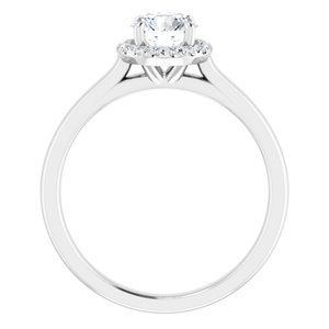 14K White 6.5 mm Round Forever one™ Moissanite & 1/8 CTW Diamond Engagement Ring