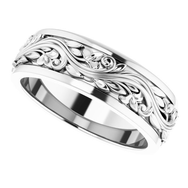 Sterling Silver 7 mm Sculptural Band Size 10.5