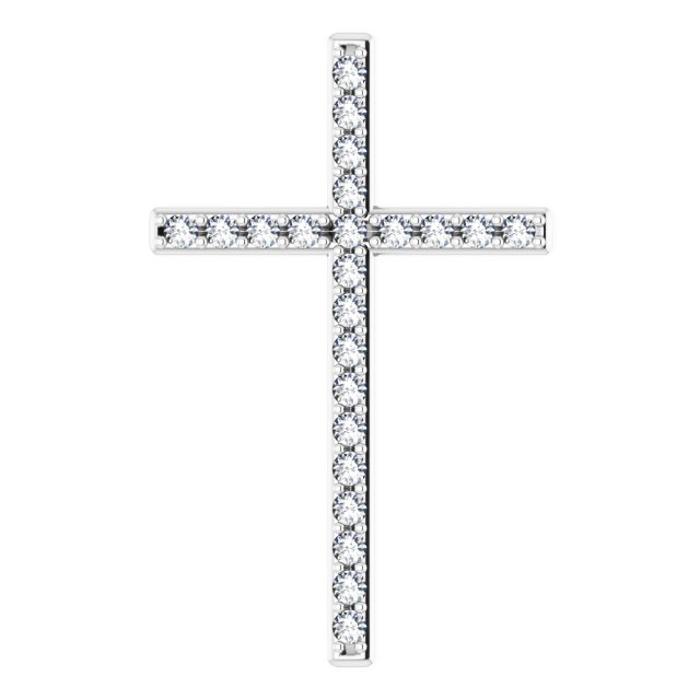 14K White 1/3 CTW Natural Diamond Cross Pendant