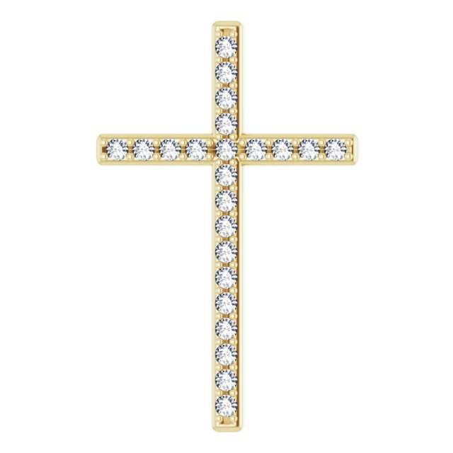 14K Yellow 1/3 CTW Natural Diamond Cross Pendant