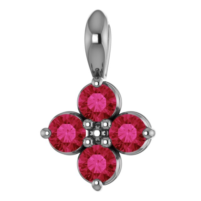 Sterling Silver Youth Imitation Ruby Pendant