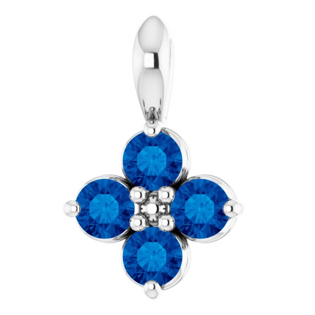 Sterling Silver Youth Imitation Blue Sapphire Pendant