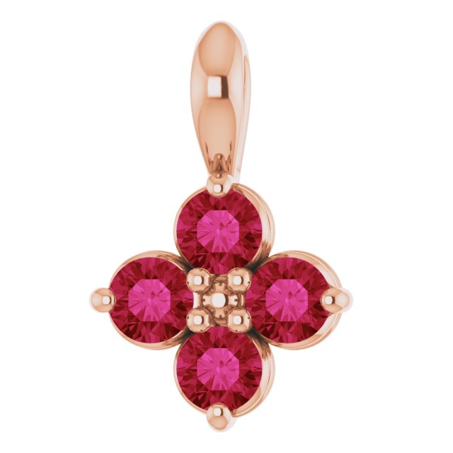 14K Rose Natural Ruby Youth Pendant
