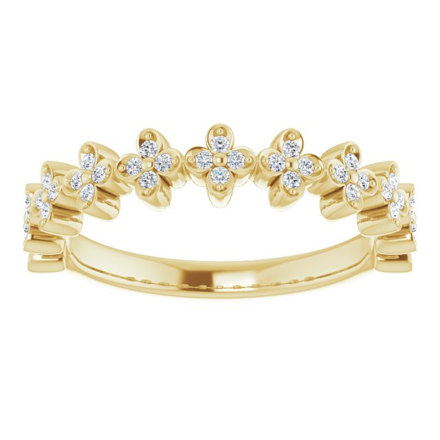 14K Yellow 1/6 CTW Diamond Stackable Clover Ring  