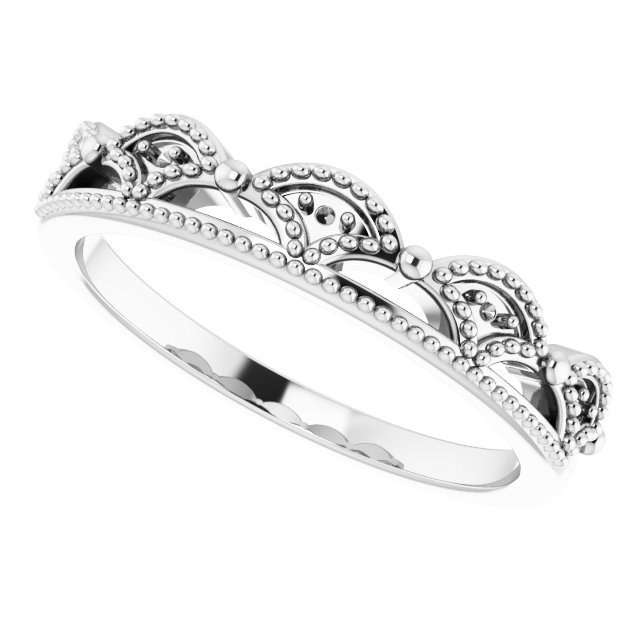 14K White .04 CTW Natural Diamond Crown Ring 