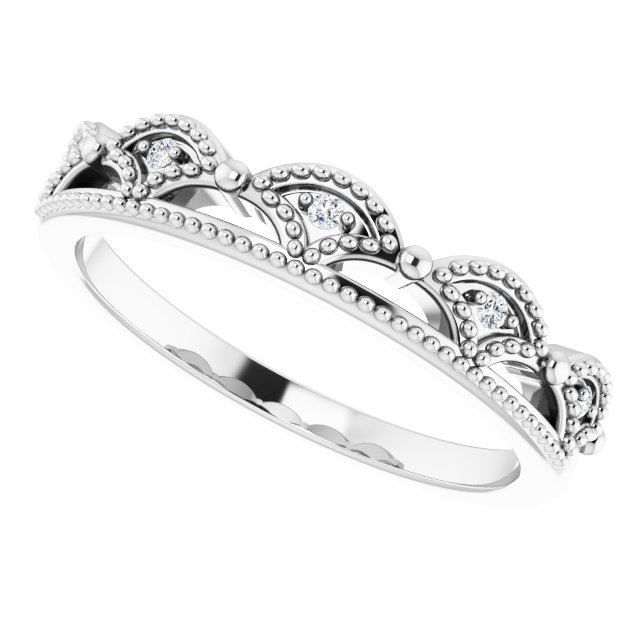 14K White .04 CTW Diamond Crown Ring 
